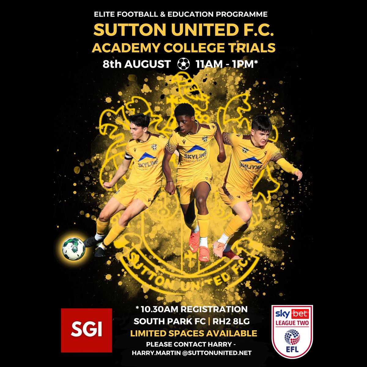 suttonunited's tweet image. ⚠️ 1 week until the Sutton United F.C. College Academy Trials ⚠️

More info 👉 suttonunited.info/3ZyOSf9

#suttonunited #SGI #realpathways