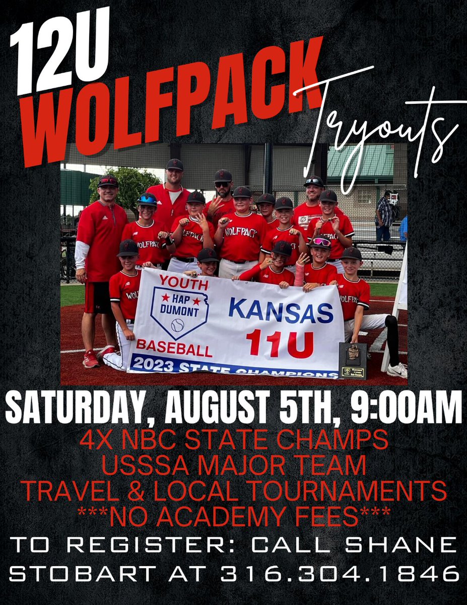 WOLFPACK 12U TRYOUT INFORMATION: