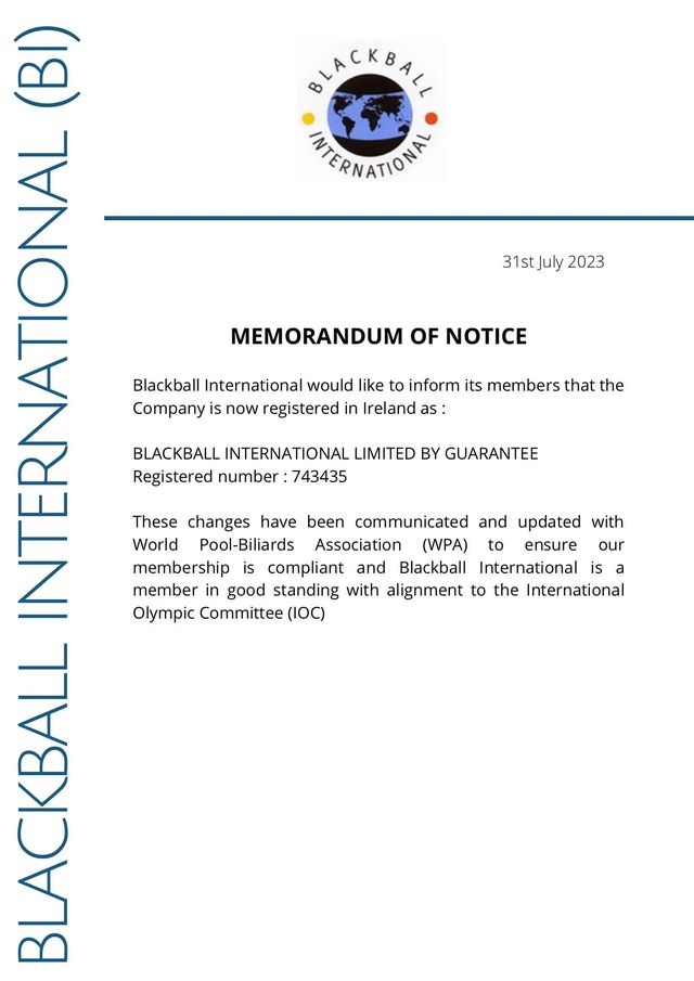blackballpool's tweet photo. The World Pool-Billiard Association acknowledge receipt of documentation relating to the incorporation of Blackball International... and recognise BI as the sole worldwide authority for the discipline of blackball pool.
#blackballpool #blackball
#8ball #pool #WPA #BI https://t.co/DkODtiufh5