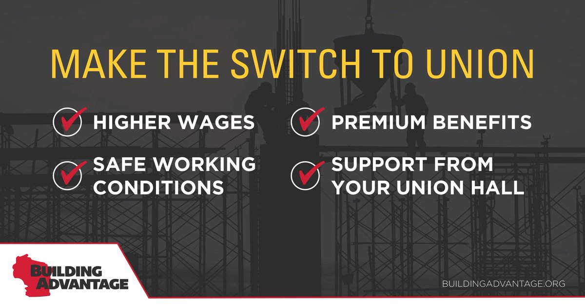 Do you have experience working in the construction industry? You could be earning 15% more by taking your skillset to a union affiliated contractor. On top of higher wages, you can also receive premium health insurance and retirement benefits. buildingadvantage.org/becoming-a-uni…