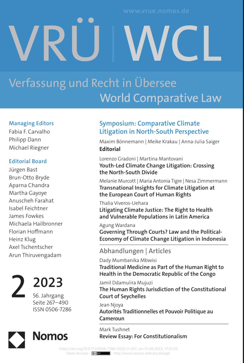 📢 'Comparative Climate Litigation in North-South Perspective' Excited to share that our special issue in collaboration with @Verfassungsblog & @Voe_Blog has just been published! Insights and reflections on climate litigation in the Global South, and its lessons for elsewhere 🌏