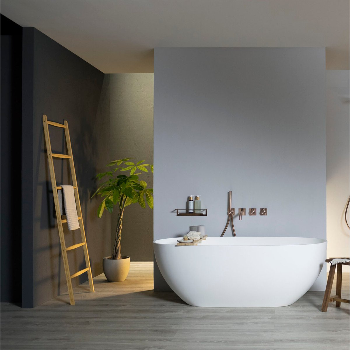 BluBathworks's tweet photo. Blu Bathworks blu stone tubs offer a harmonious blend of aesthetic allure and functional excellence. Our azure·1 tub demonstrates this careful disposition in this beautifully lit, modern bathroom. Featuring natural wood tones throughout, the tub is seen as a focal piece. https://t.co/017mfn3v1K
