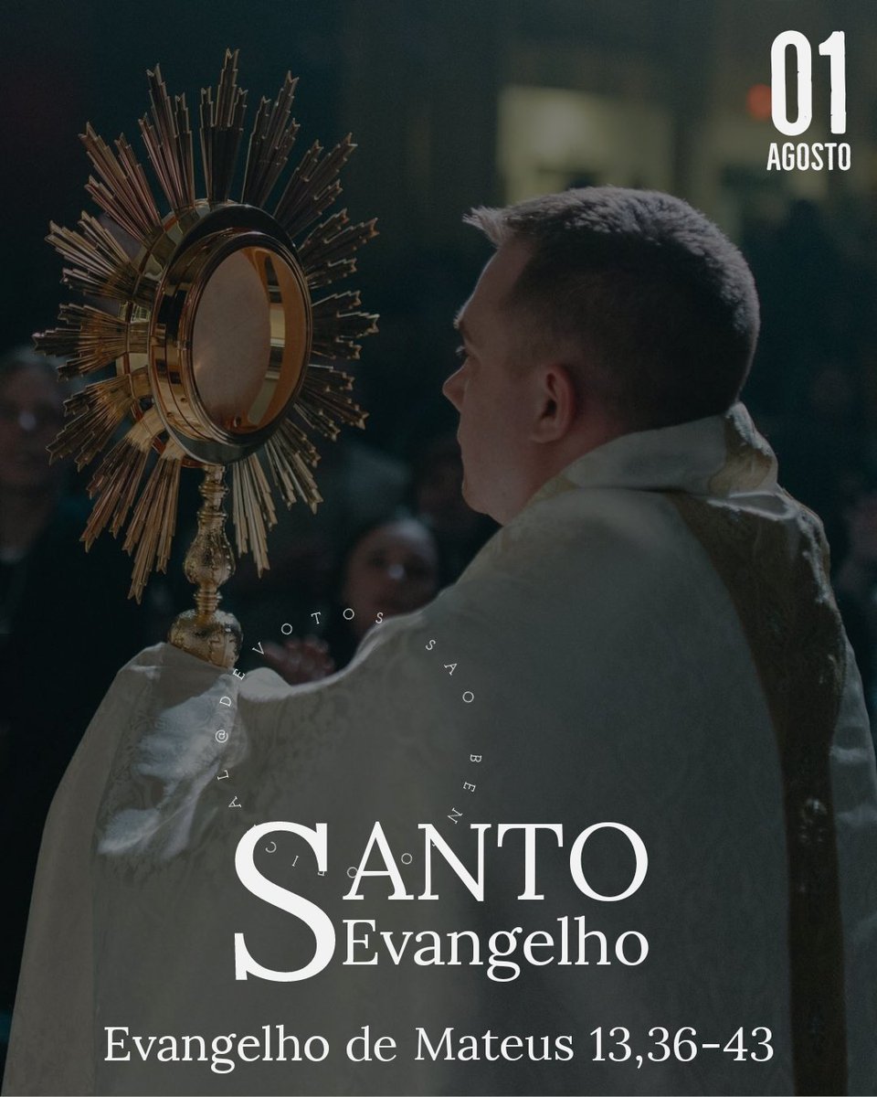 Santo Afonso Maria de Ligório, bispo e doutor da Igreja, Memória
17ª Semana do Tempo Comum
Leituras:
Ex 33,7-11;34,5b.28
Sl 102(103),6-7.8-9.10-11.12-13 (R. 8a)
Mt 13,36-43

"Como o joio é recolhido e queimado ao fogo,
assim também acontecerá no fim dos tempos."