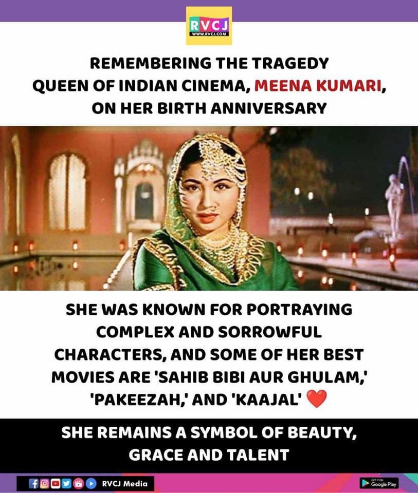 rvcjmovies's tweet photo. Remembering Meena Kumari on her Birth Anniversary!

#meenakumari #bollywood #actress #rvcjmovies https://t.co/9HH9BLJ63N