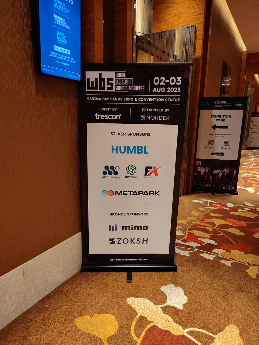 zokshpay's tweet photo. The Stage is all set for the World Blockchain Summit in Singapore.

Bringing together global leaders & innovators to revolutionize the Web-3.0 space.

Join us at the event to explore the latest innovations in the Web 3.0 space and 

Learn how Zoksh is BUIDLing the Web-3.0 Payments Infrastructure Layer.

📅 Date: 02-03 August
🛖  Location: Marina Bay Sands & Convention Centre, Singapore

See you tomorrow 😍