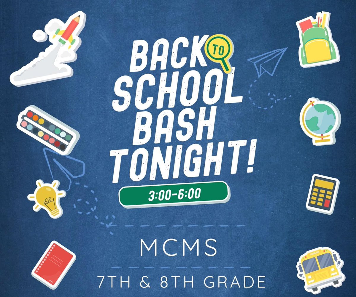 monroekyschools's tweet image. 📢 Attention 7th and 8th graders! Don't forget, tonight is the MCMS Back to School Bash! Meet your teachers and pick up your schedules. See you there! 🎉🏫 #BackToSchoolBash #MCMS #ExcitedToSeeYou