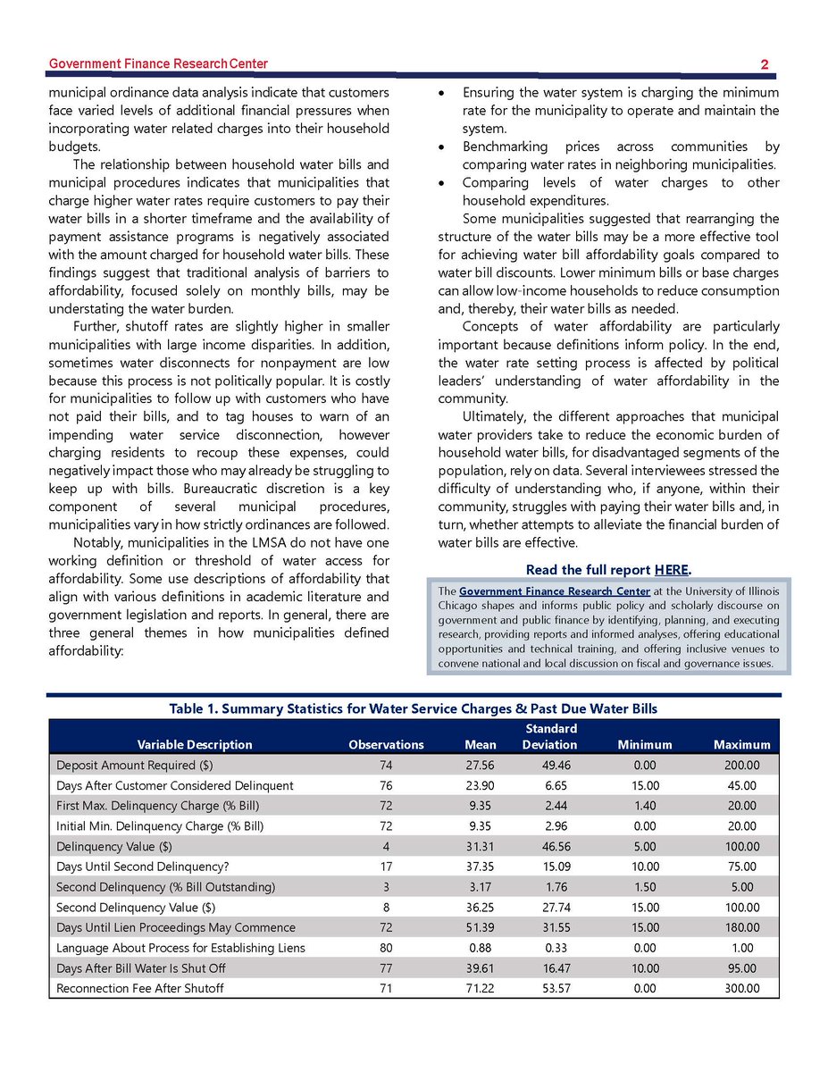 govfinanceUIC's tweet photo. The pursuit of #equitable #WaterRateSetting requires a better understanding of affordability, which this @govfinanceUIC brief examines: https://t.co/pdyOj5V8i1. It also notes the importance of including financial & punitive penalties in #WaterAffordability conversations. More ⬇️ https://t.co/EQNfcUCXln