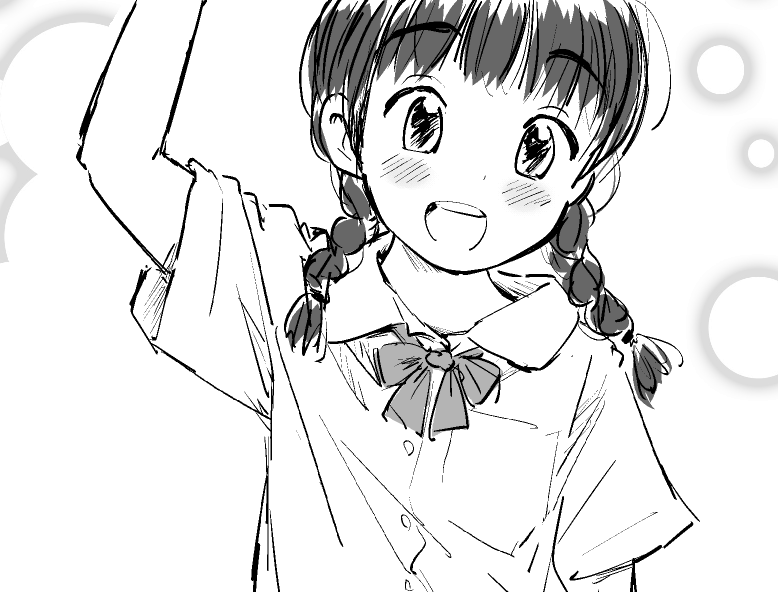 爽やか登校風景を描くつもりが
「ヘイ!タクシー!」みたいな絵になってしまった。 