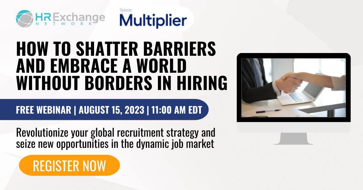 Join us with @UseMultiplier on Aug. 15 & learn how to stand out in the market & attract top talent by using the power of global hiring to your strategic advantage!

Register now for free👉 bit.ly/46D4RxA
#humanresources #talentacquisition #talentmanagement #globalhiring