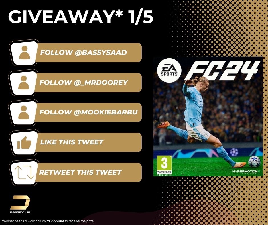 _MrDoorey's tweet image. 🚨EA FC 24 GIVEAWAY

Here we go!
To win your EA FC 24 game on the console of your choice:

✅ Follow @MookieBarbu  @BassySaad @_MrDoorey 
👍🏽 Like this post
🔁 Retweet this post

🥇 Draw 11/8/23
👀 4 more giveaways to come

#EAFC24