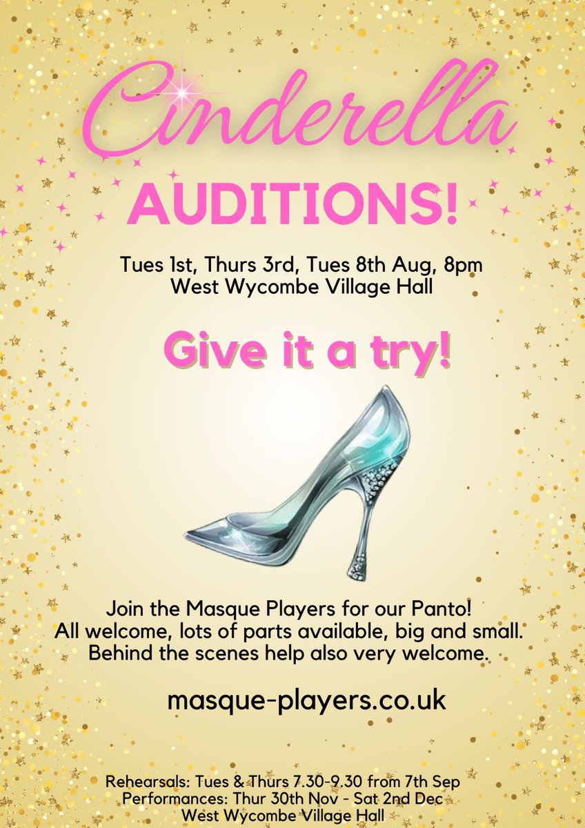 MasquePlayersWW's tweet photo. Come and join us for our upcoming Panto auditions! 
#panto #amdram #theatre @NODA_London @bucksfreepress https://t.co/4VBnyGPr1k