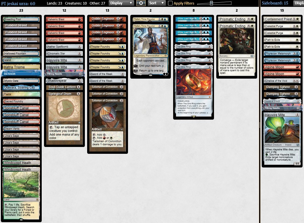d00mwake's tweet photo. More PT decks today! Naya Scapeshift from the top8 of the Sunday PTQ, Jeskai ThopterSword from Bobby Graves who finished 7-1-2 in the Modern portion of the PT, and Mardu Burn from the top8 of the Sunday modern challenge!

https://t.co/VQDuhIDvQj https://t.co/mgtZf8tvlg