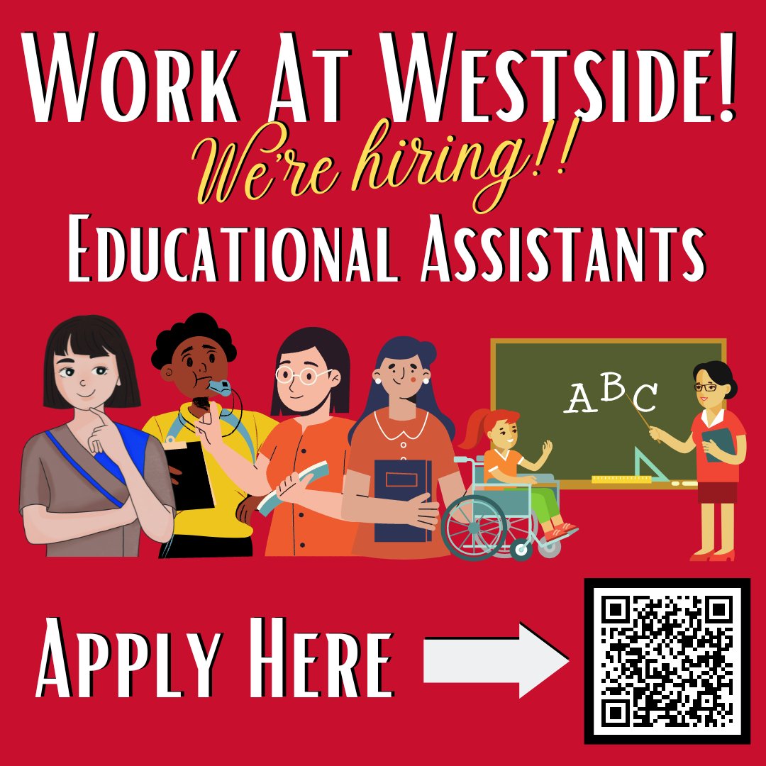 Westside66's tweet photo. Westside Community Schools is looking for Special Educational Assistants!
Provide support for our teachers and help our students learn and grow. 

To apply: https://t.co/xlpXdmdou0 
Search for Educational Assistants. 

#WorkAtWestside https://t.co/yxNXK05869