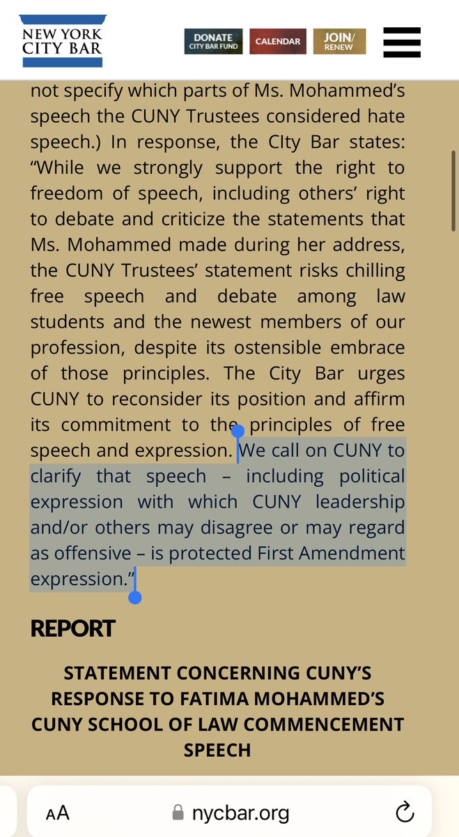 buttersaurous's tweet photo. Important statement from the NY Bar Association. @CUNY it’s past time for you to retract your statement! 
#WeStandWithFatima
https://t.co/Vgphst5bwd https://t.co/eykf584Hzw