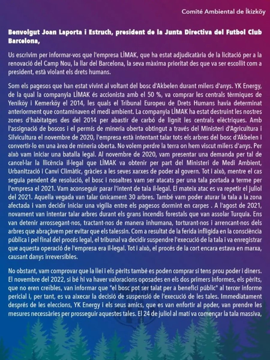 muradcobanoglu's tweet photo. Helal olsun İspanyol gazetesine göre @tipgenelmerkez, Limak ile Barça arasındaki protokol iptal edilmesi için Barselona'ya baskı yapıyor. Bu konuda geniş çaplı bir protestoya hazırlanıyorlar. #stopLimak! #savenature #saveAkbelen
https://t.co/mMzdTAaGho https://t.co/H8095djVYh