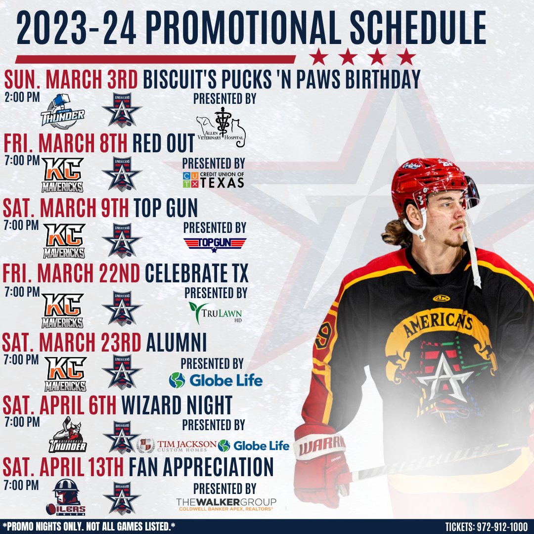 AllenAmericans's tweet photo. SINGLE GAME TICKETS ON SALE NOW!
👉 https://t.co/RP2LFnEyeT
#RedKingdom🇺🇸   #ALN15 https://t.co/ZpkR97MDzr