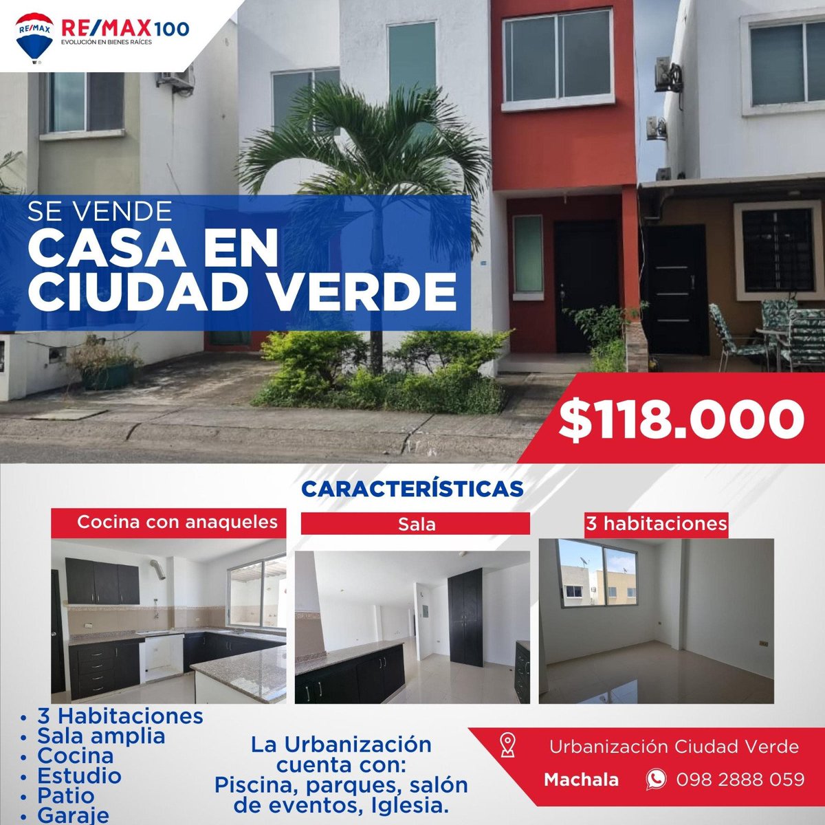 Vannetty's tweet photo. VENTA DE CASA

📍 URBANIZACIÓN  CIUDAD VERDE/MACHALA

$118.000 

3 HABITACIONES
SALA
COMEDOR
COCINA
STUDIO
PATIO
GARAJE https://t.co/gZ1hhKXchh