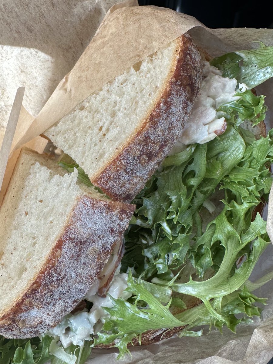 Tasty ⁦<a href="/panerabread/">Panera Bread</a>⁩ Napa chicken salad sandwich…fueling for PM training sessions! #pisdlearns #levelup