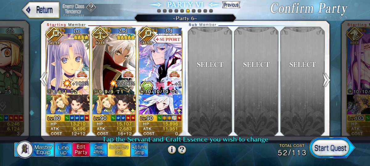 Noctus166's tweet photo. My recommended team for the hassan parade quest.
#FGO
#Nerofest https://t.co/MIBG7wpbtU