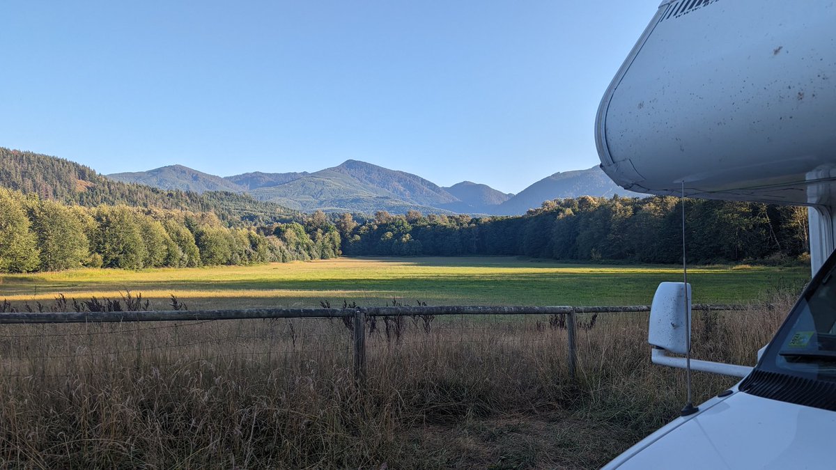 Parked for the night out off Hurn Field in the Skagit Valley of WA, hoping to see an Elk herd that frequents the area here! Alas, we did not. Still a beautiful view though!