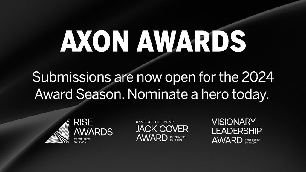 The 2024 #AxonAwards season is open! The Axon Awards series tells the stories of first responders who embody our common mission to Protect Life and utilize our technology & training to positively impact their communities. Learn more and nominate today ➡️ axon.com/awards