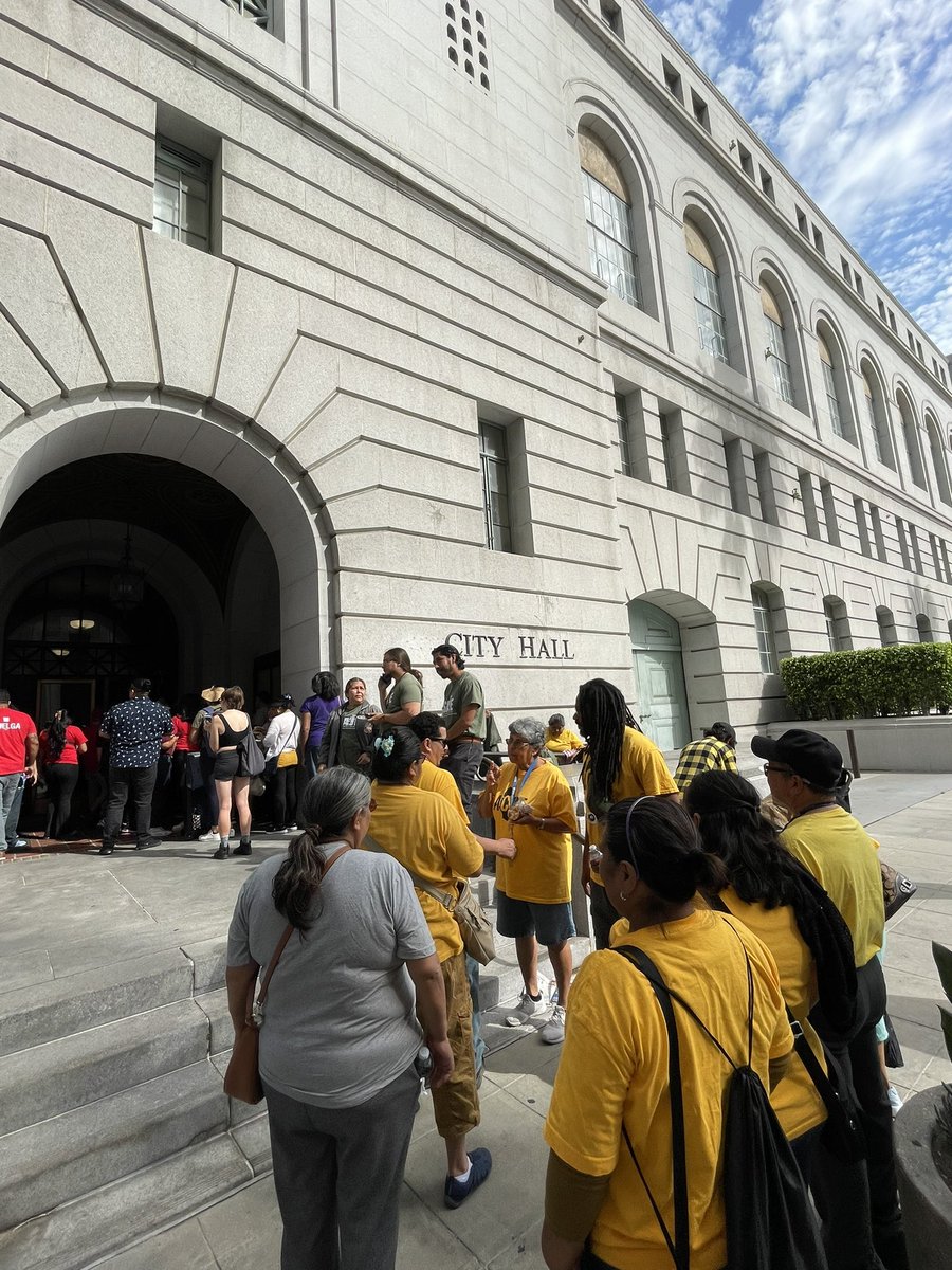 We’ve got a packed house today at LA City Hall ✊🏽🔥 50+ Tenants &amp; Workers are out here waiting to make their demands heard! <a href="/LACityCouncil/">LA City Council</a> the rent is too damn high and we need livable wages now! #KeepLAHoused Use toolkit for public comment: bit.ly/klahtoolkit