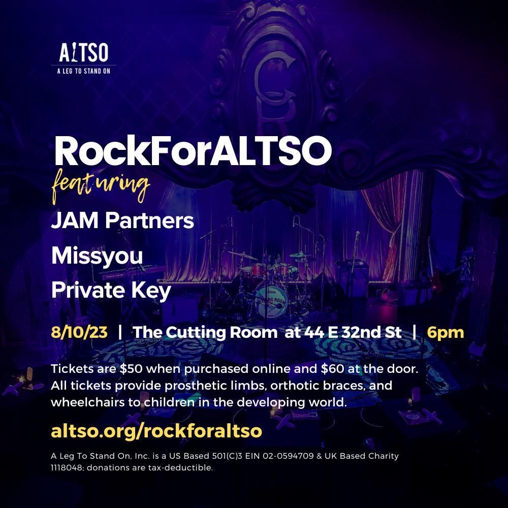 connextconsult's tweet photo. 8/10: @ALegToStandOn is returning to @CuttingRoomNYC.  Get ready to #RockForALTSO  while helping #CoolKids walk &amp; roll. 
Tickets:  https://t.co/g9GStBdf4t
#TheNEXTEvent #CharityTuesday #Philanthropy #Finance #HedgeFunds #Mobility #Impact https://t.co/77jH9MbDkr