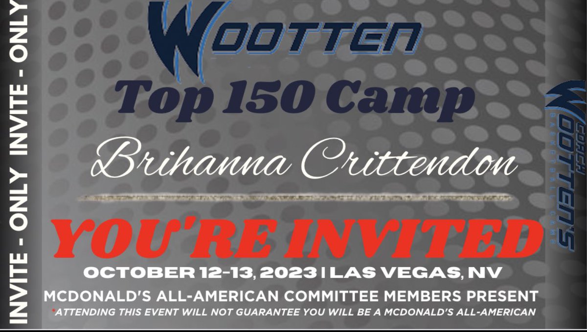 Blessed to have received an invitation to Wootten’s top 150 camp! @Wootten_Camp