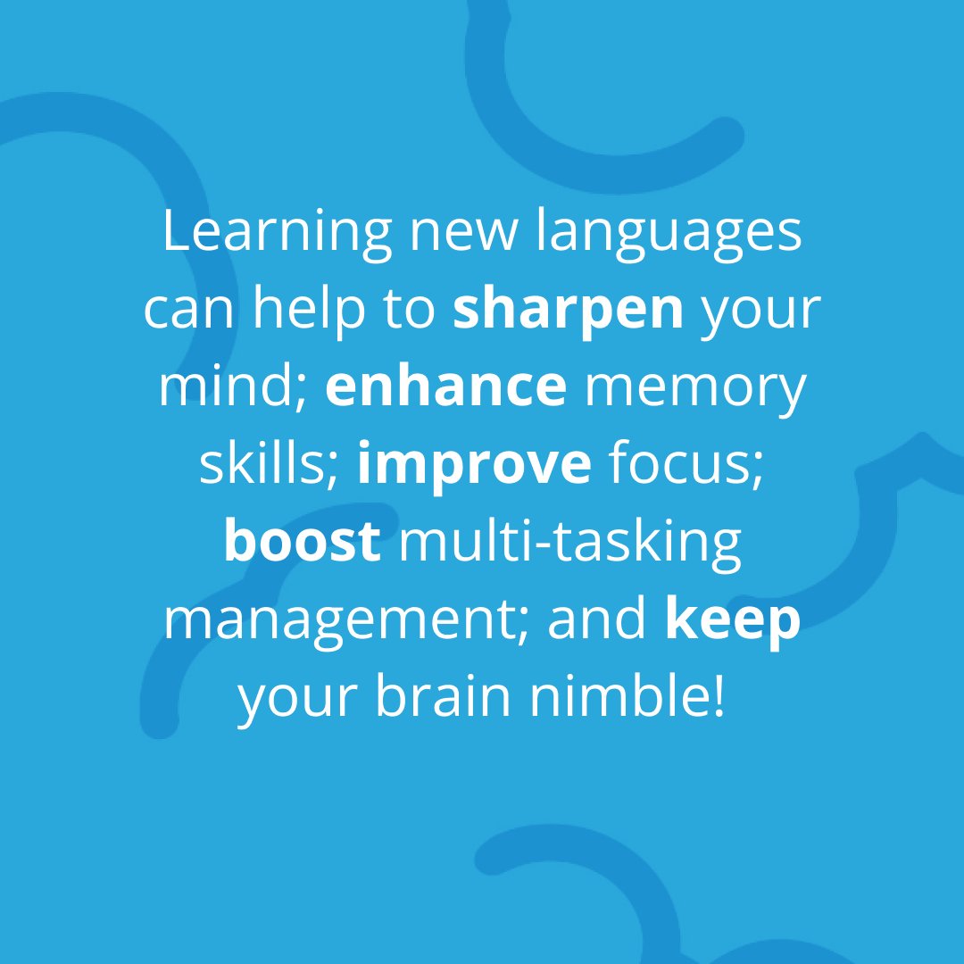 Learning languages isn't just about expanding your horizons and connecting with people from different cultures, it's also a fantastic workout for your brain helping to sharpen your mind; enhance your memory; improve focus; and empower multitasking! 🏋🧠