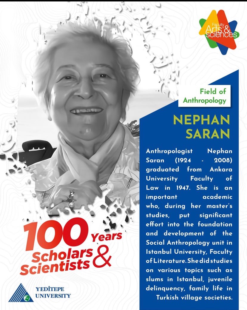 Cumhuriyetimizin 100. Yılında 100 Bilim/ Kültür İnsanı NEPHAN SARAN (1924-2008) #yeditepeüniversitesi #yeditepeuniversity #Antropoloji #NephanSaran <a href="/YeditepeUni/">YeditepeÜniversitesi</a>