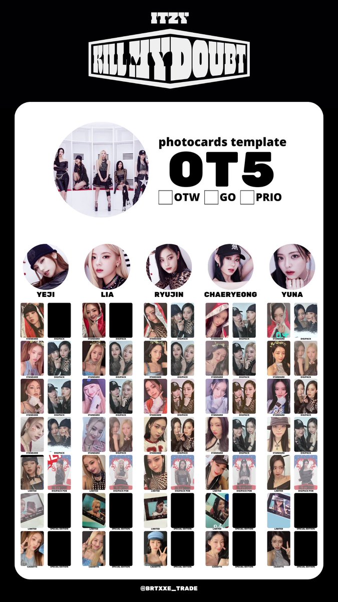ITZY KILL MY DOUBT PHOTOCARDS TEMPLATE update 4 Part 1/2 OT5, Yeji