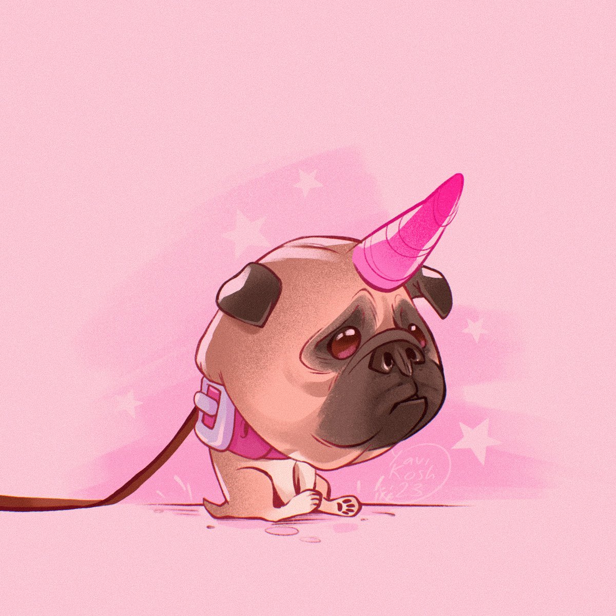 YaviKosh's tweet photo. Sad pug-unicorn 
__
#sketches #character https://t.co/W4FJCbkxD0