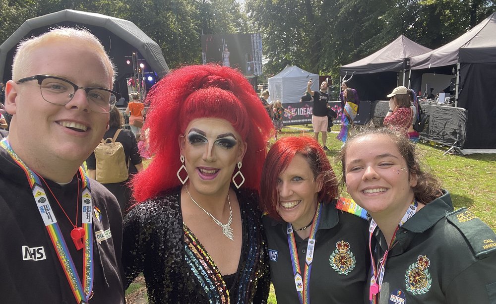 CallEEAST's tweet photo. One of our CallEEASTians, Harrison, attended Norwich Pride on Saturday. 🏳️‍🌈 EEAST had a stall where people could find out more about the Trust being an inclusive employer, as well as the option to learn more about our services, meet the team and even explore an ambulance! 🚑 https://t.co/DAazDnJ4yg