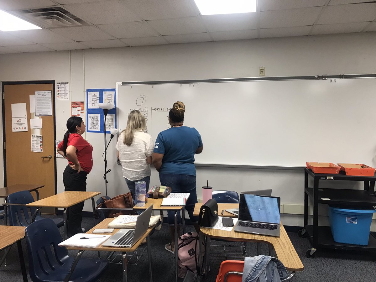 ladonnaschwab's tweet photo. CFBISD 6th grade math teachers exploring non-curricular tasks during OO. #cfbisd #cfbproud #wearecfbmath @garveyt1 https://t.co/F3i6NV2gM8