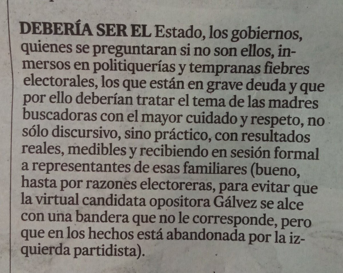 Certera y justa la crítica de <a href="/julioastillero/">Julio Astillero</a> al Presidente <a href="/lopezobrador_/">Andrés Manuel</a> . #Deberectificar.
<a href="/CNDH/">CNDH en México</a>
<a href="/MadresBuscan/">Madres Buscadoras de Sonora</a>
@BuscadorasP
<a href="/hildyta/">Hilda Venegas</a>
<a href="/05Varf/">Andrés Ruíz Furlong</a> 
<a href="/GustavoVela71/">Gustavo Vela</a> 
<a href="/Oscar_Loza/">Oscar Loza Ochoa</a>
<a href="/JesusRCuevas/">Jesús Ramírez Cuevas</a>
<a href="/jenarovillamil/">Jenaro Villamil</a>
<a href="/amarcmexico/">AMARC México</a>
<a href="/libera_radio/">Libera Radio</a>
<a href="/lajornadaonline/">La Jornada</a>
<a href="/CATWLACDIR/">CATWLAC</a>
<a href="/lhan55/">Luis Hernandez N</a>
<a href="/RedesCimac/">Redes CIMAC</a>