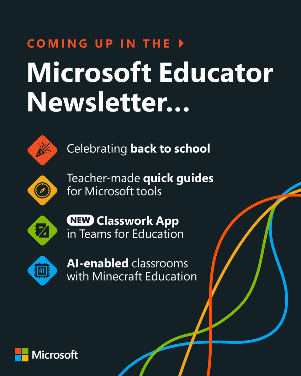 The August edition of the Microsoft Educator Newsletter is almost here! 🗞️ ✨

Subscribe now to stay up to date on the latest news, resources, and more. msft.it/60169DwYI

#MicrosoftEDU