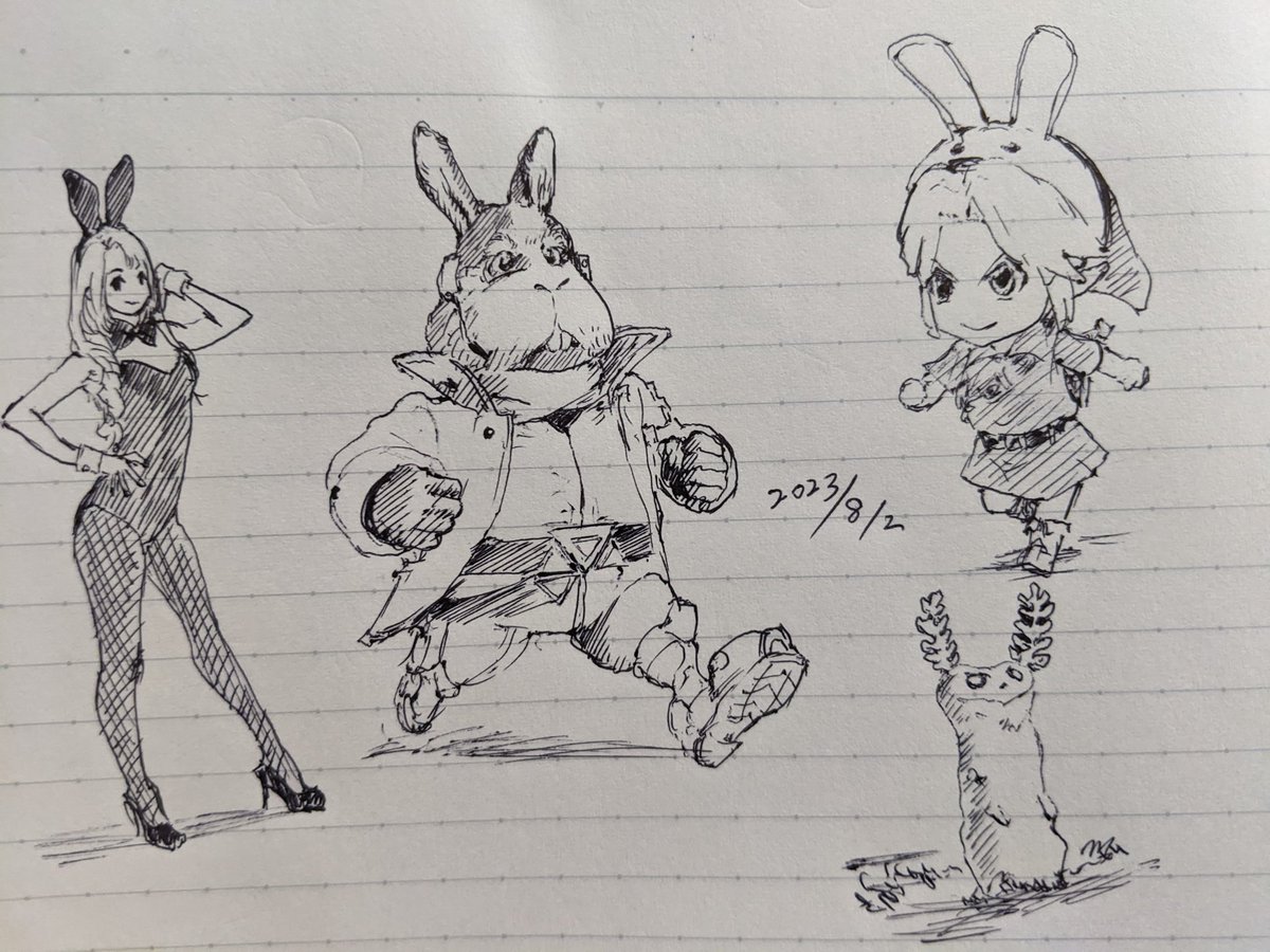 バニーの日だ 最近はティアキンのルミーが好き…うさぎなのかこいつ?カキカキ。 