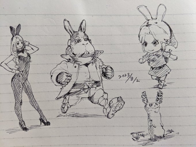 バニーの日だ 最近はティアキンのルミーが好き…うさぎなのかこいつ?カキカキ。 