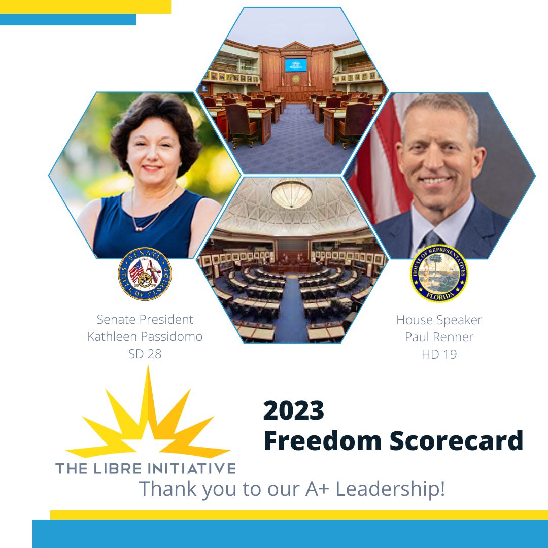 LIBREflorida's tweet photo. We are grateful to Senate President Kathleen Passidomo and Speaker of the House Paul Renner for their exceptional leadership and unwavering commitment to freedom in Florida. Both of you are A+ champions for our Hispanic Community. #myflhouse #FLsenate #2023session #beLIBRE https://t.co/6bXdX9C6tA
