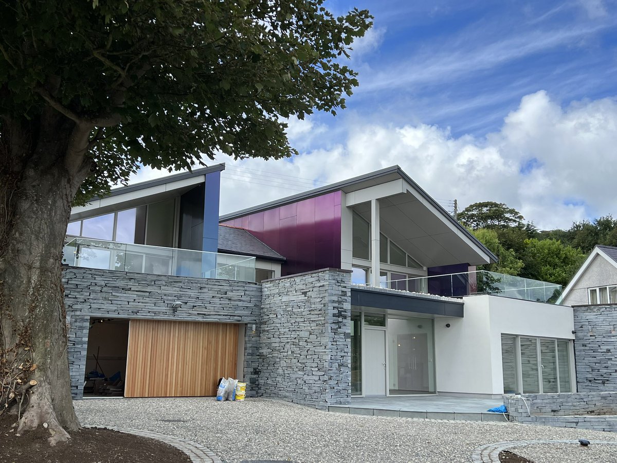 The Moorings project nearing completion, the core of which is a <a href="/MBCTimberFrame/">MBC Timber Frame Ltd</a> PassiveFrame <a href="/Partel_Passive/">Partel</a> air tightnesses membranes, then finished off by <a href="/adeiladwyr/">Adeiladwyr Mon Cyf / Anglesey Builders Ltd</a> with triple glaze windows from <a href="/NorDanUK/">NorDan UK Ltd</a> cladding by <a href="/Rockpanel/">Rockpanel</a> Chameleon #passivehouse #ynysmôn #newbuildhomes