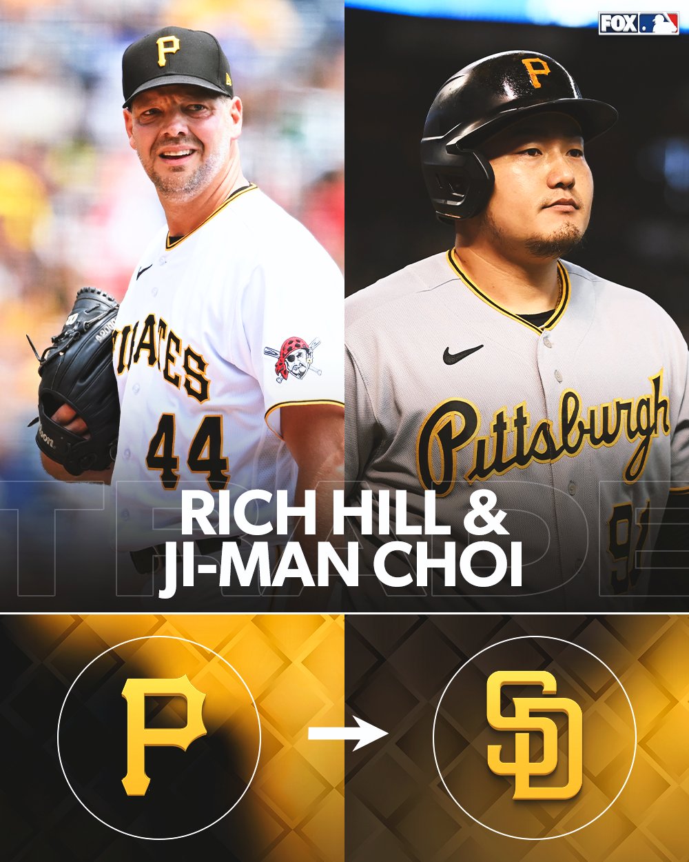 FOX Sports: MLB on X: TRADE 🚨 The Padres are acquiring Rich Hill and Ji-Man  Choi from the Pirates, via multiple sources.  / X