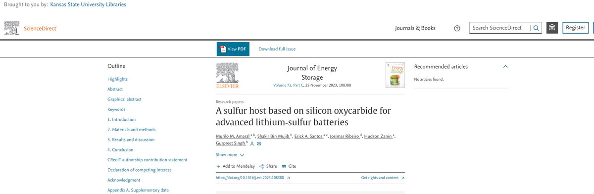 Precursor derived silicon oxycarbide-based composite material for Lithium-Sulfur (Li-S) batteries published in the Journal of Energy Storage [IF 8.9] <a href="/ElsevierConnect/">Elsevier</a>. Congrats Murilo and Shakir! This is from a collaboration with <a href="/unicampoficial/">unicampoficial</a> #energy #batteries #ceramics