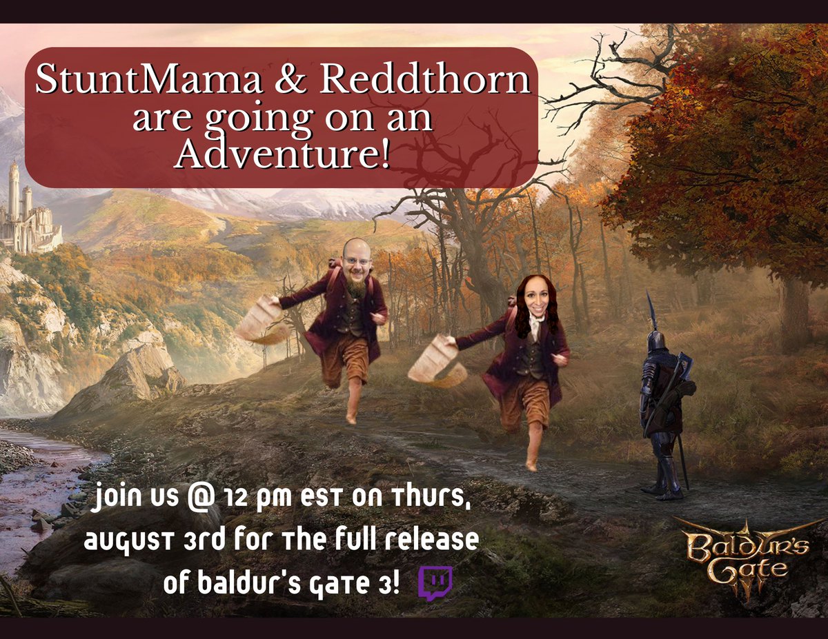 stunt_mama's tweet image. Come join me &amp;amp; @RealReddthorn on Thurs, August 3rd at 12 pm EST for the Full Release of #BaldursGate3! Not my usual horror but no worries, there will still be plenty of chaos! 

Twitch drops will be enabled as well for this amazing game! Cya then! @PlatSquad @We_Are_ThePack