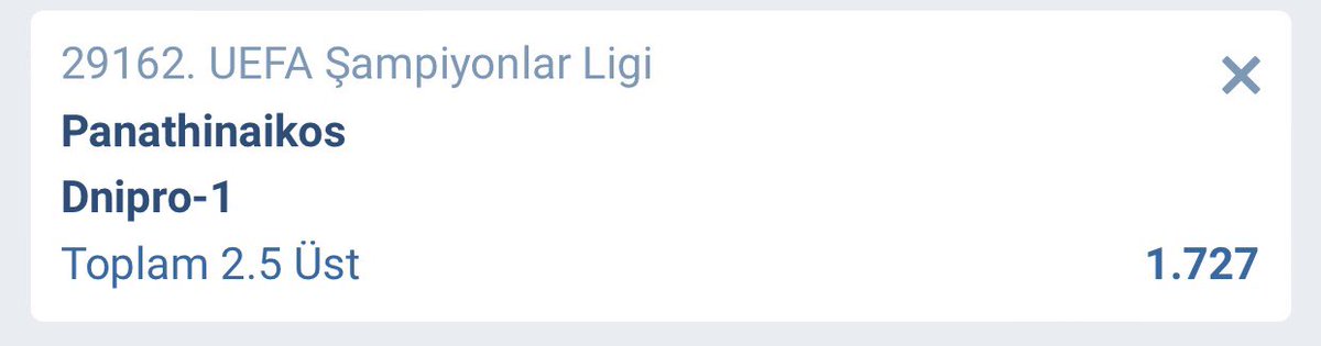 Şampiyonlar Ligi Eleme 

Panathinaikos - Dnipro 

Toplam gol 2.5 üst 

Bol şanslar ✌️

Link : bit.ly/3bvajuK