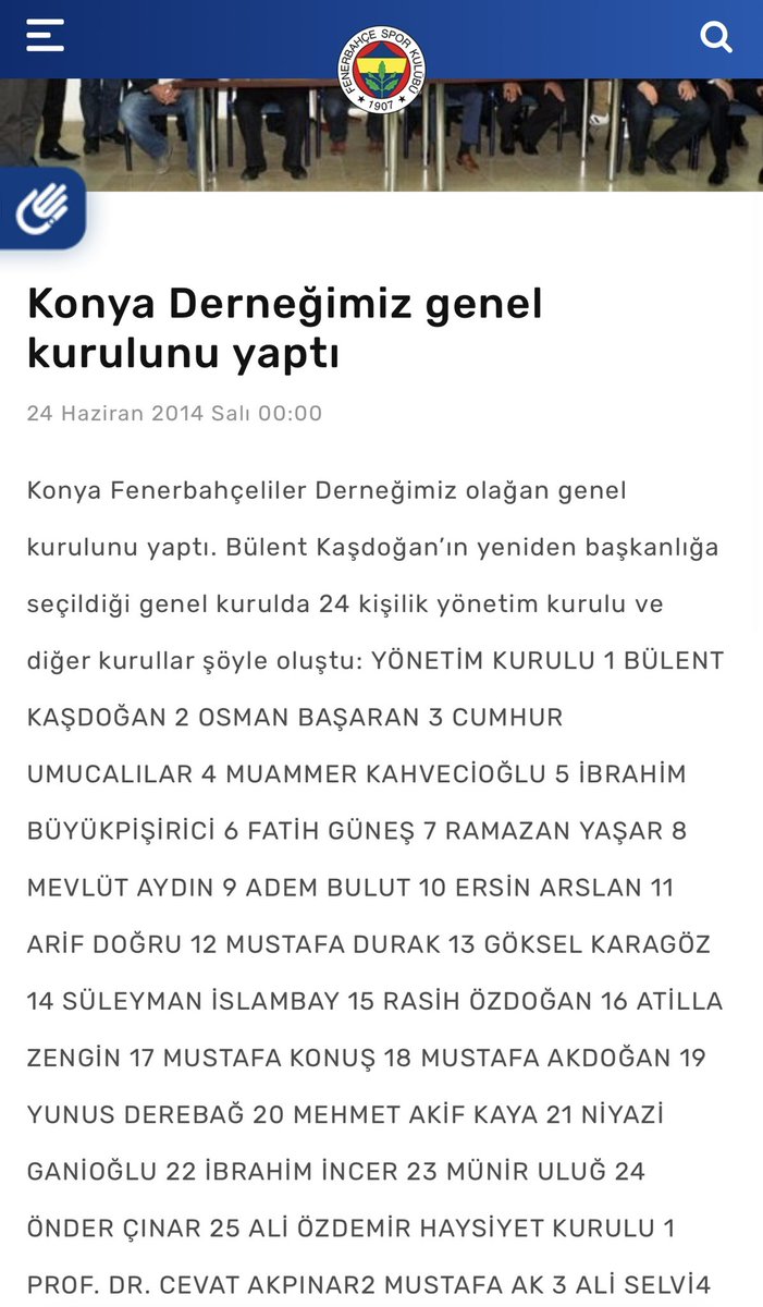 Fenerbahçeliler derneğinin yönetiminden Yunus Derebağ’la Adem Bulut’u Konyaspor yönetimine almışlar. Bu şehirde hiç mi Konyasporlu yok?