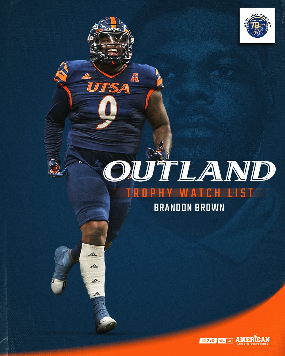 UTSAFTBL's tweet photo. 𝐎𝐔𝐓𝐋𝐀𝐍𝐃 𝐓𝐑𝐎𝐏𝐇𝐘 𝐖𝐀𝐓𝐂𝐇 𝐋𝐈𝐒𝐓

Brandon Brown and Makai Hart have earned spots on the Outland Trophy Watch List!

🔗https://t.co/A3ela01Wp3

#210TriangleOfToughness
#LetsGo210 | #BirdsUp 🤙 https://t.co/s3BxygCP0y