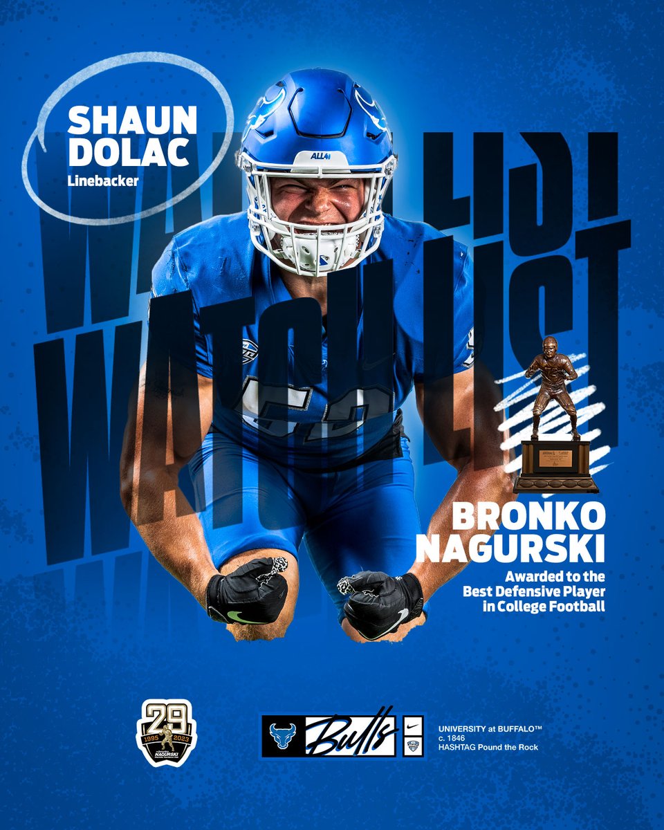 UBFootball's tweet photo. Shaun Dolac has been named to the Bronko Nagurski Trophy Watch List!

🔗https://t.co/4WJD6kZ7Ha

#UBhornsUP | @ShaunDolac https://t.co/T8cpJHYvYi