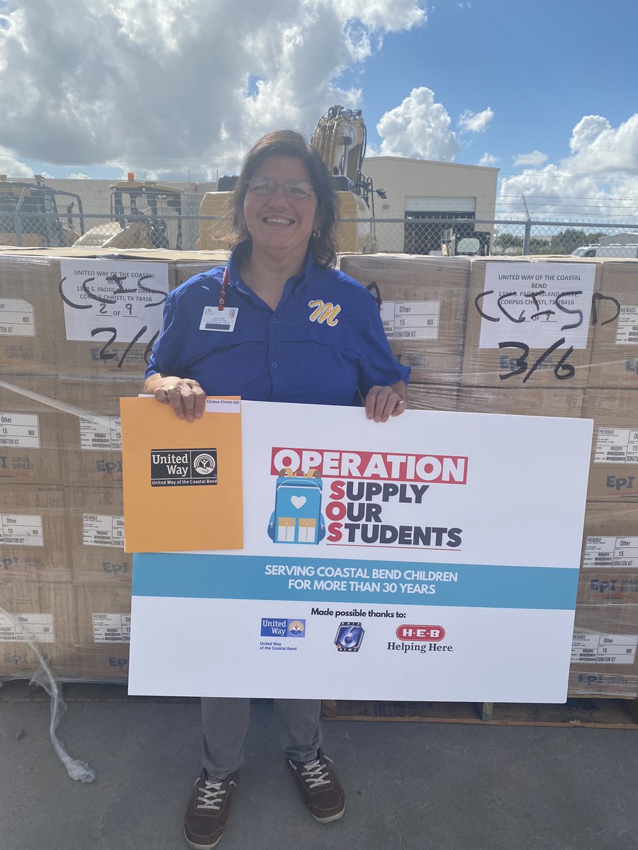 UnitedWayCB's tweet photo. โ๏ธ๐#OperationSOS is distributing school supplies this week to more than 40 school districts from 10 counties. ๐ช #thankyou to our partners - @KRIS6News and @HEB and to HOLT CAT Corpus Christi. https://t.co/APfhOvzSD1