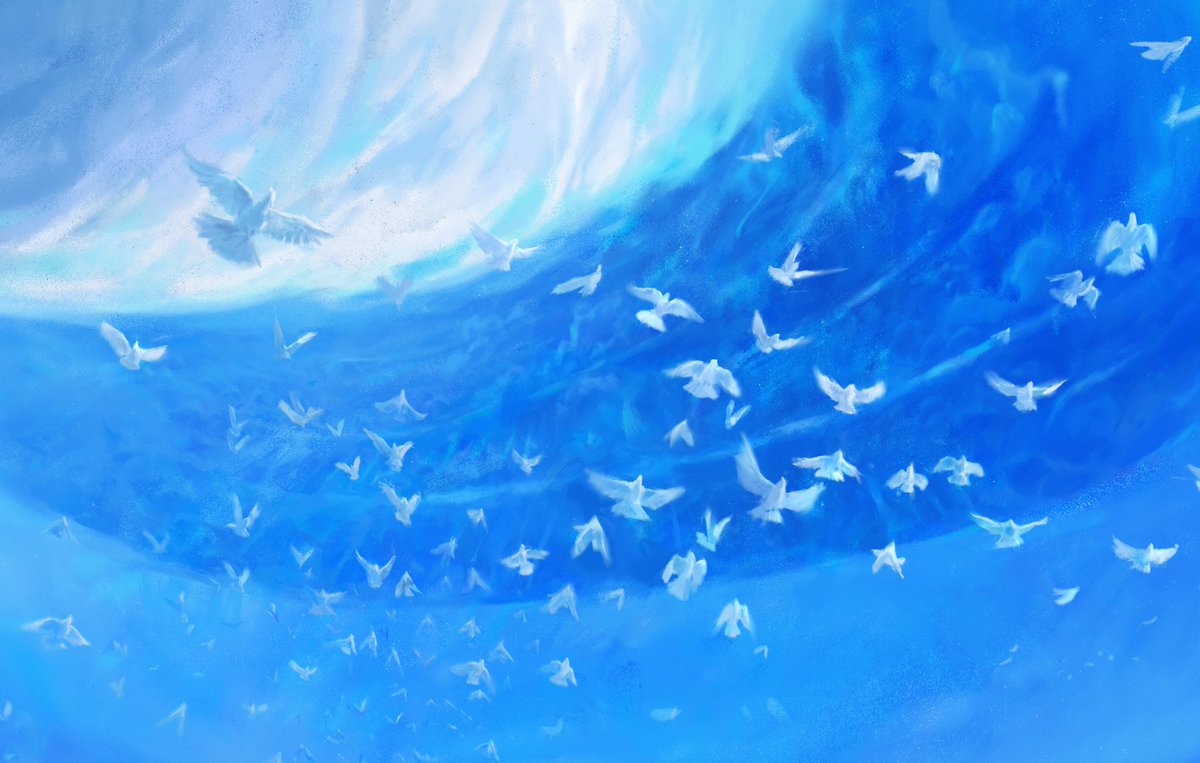 zhille's tweet photo. Some details from "A Harvest of Clouds". Hi-res 4k version is available at https://t.co/4LJhDt3NxN from $3 Tier.

Made with @clipstudiopaint and my custom #eXpressure2 brushes. https://t.co/ljKNFAtEqi