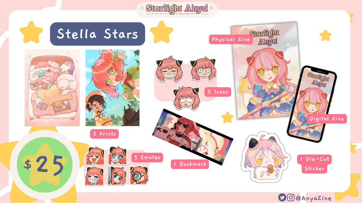 AnyaZine's tweet photo. 🌟 BUNDLE PREVIEW 🌟

Come get your Stella Star(s) with our flat bundle! It comes with our physical AND digital PDF and a taste of our available merch!

See this and our other bundles in our store linked below! 💕 https://t.co/qJmBrlgUBa